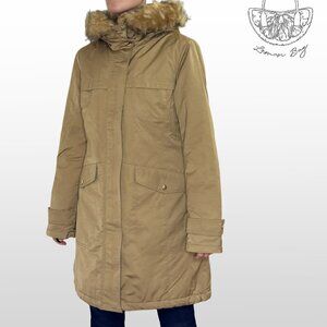 Ellen Tracy / Winter Insulated Hooded Parka Coat / Size M / Color Beige